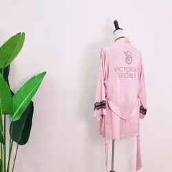 لباس خواب زنانه ویکتوریا سکرت مدل شش تکه ساتن ابریشم نگین دار کد 357