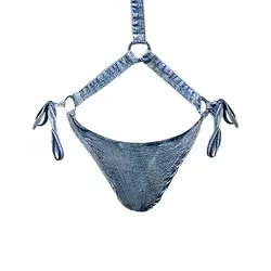 لباس خواب زنانه مدل ساحلی بیکینی جین یکسره حلقه ای گردنی