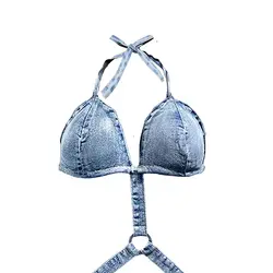 لباس خواب زنانه مدل ساحلی بیکینی جین یکسره حلقه ای گردنی