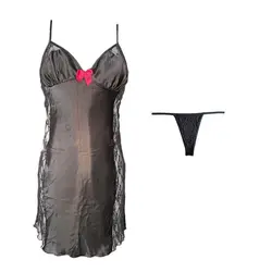 لباس خوا ب زنانه پری مودا مدل ساتن و گیپور کد 6812