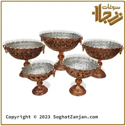 سرویس پذیرایی مسی سیاه قلم نانو شده در 5 سایز تولید اصفهان