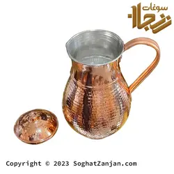 پارچ مسی درب دار چکشی مدل کوزه ای ساخت زنجان در 2 سایز