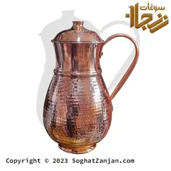 پارچ مسی درب دار چکشی مدل کوزه ای ساخت زنجان در 2 سایز