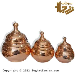 ست آجیل خوری، قندان و شکلات خوری مسی بدون پایه زنجان برند فضلی