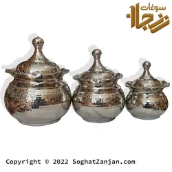 سرویس شکلات خوری ،قندان و آجیل خوری مسی بدون پایه ساخت زنجان
