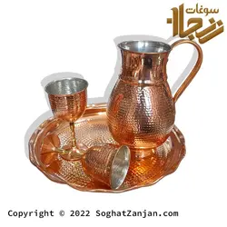 سرویس پارچ و لیوان مسی چکشی (جام شراب خوری مسی) ساخت زنجان