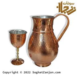 سرویس پارچ و لیوان مسی چکشی (جام شراب خوری مسی) ساخت زنجان