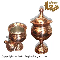 قندان و آجیل خوری و شکلات خوری مسی پایه دار لب چین زنجان