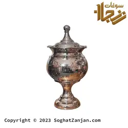 قندان و آجیل خوری و شکلات خوری مسی پایه دار لب چین زنجان