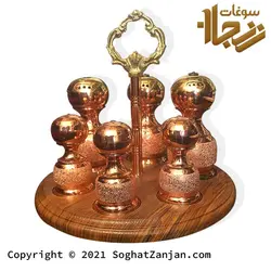 سرویس سماق پاش، فلفل پاش، دارچین و نمک پاش مسی نانو شده زنجان