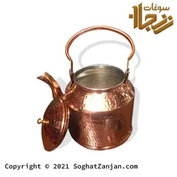 ست کتری قوری مسی چکشی مدل راسته طرح قدیم ساخت زنجان