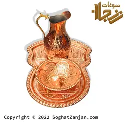 سرویس سماور مسی ذغالی طرح قلم کاری شده ساخت زنجان