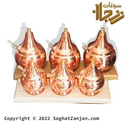 سرویس جا ادویه ای مسی نانو شده با استند چوبی ساخت زنجان