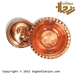قندان مسی چکشی سه پایه کوچک ساخت زنجان