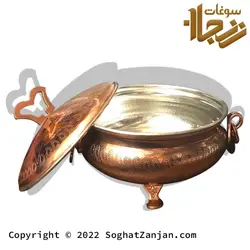 سوپ خوری مسی پایه دار موجود در سه سایز ساخت زنجان