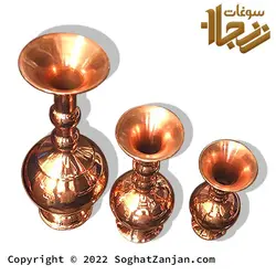 گلدان مسی ساده پایه دار نانو شده در سه سایز تولید زنجان