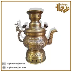 کتری شکاری قدیمی زغالی، طرح شیرو خورشید کد sz-0215