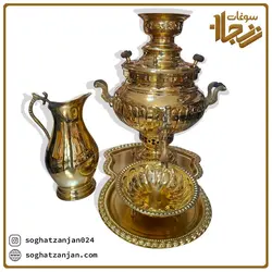 سماور مسی برنجی 6 لیتری طرح آینه ای