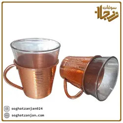 لیوان دسته دار مسی شیشه ای تولید زنجان