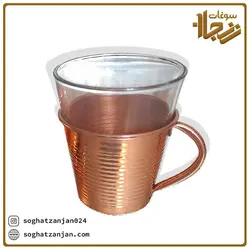 لیوان دسته دار مسی شیشه ای تولید زنجان