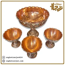 ست آجیل خوری مسی نقره کوب اصل زنجان