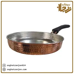 ماهیتابه مسی چکشی با دسته پلاستیکی