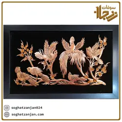 تابلو معرق مسی طرح شش پرنده ساخت زنجان