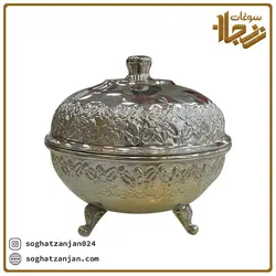 قندان مسی نقره ای طرح گل رز