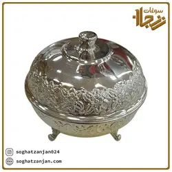 قندان مسی نقره ای طرح گل رز