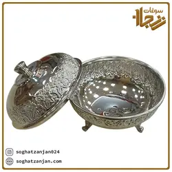قندان مسی نقره ای طرح گل رز