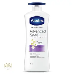 لوسیون بدن پمپی ترمیم کننده وازلین مدل Advanced Repair حجم 725 میل