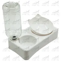 ظرف دو قلو اتوماتیک پایه دار به همراه بطری آب طرح گربه