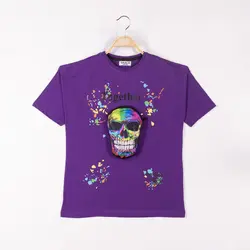 بلوز شلوارک پسرانه طرح اسکلت بنفش