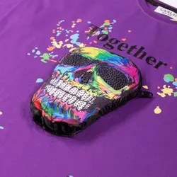 بلوز شلوارک پسرانه طرح اسکلت بنفش