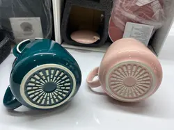 ماگ حرارتی سرامیکی در دار هیتر دار با صفحه گرم کننده برقی مدل 1314 رنگ سبز و صورتی و سفید و قرمز Lucky - دهشیخ سنتر