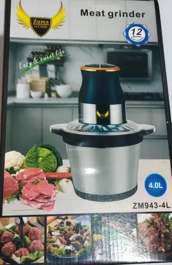 خرد کن غذاساز چندکاره شش تیغه زوما هوم 4لیتری ZUMA HOME مدل 943 توان 1200 وات-مناسب مرغ و سبزیجات - دهشیخ سنتر