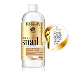 میسلار واتر پاک کننده و جوانساز پوست عصاره حلزون و خاویار او لاین Eveline Royal Snail Micellar Water