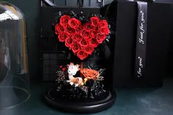 تراریوم گل رز جاودان چند رنگ مدل قلبی