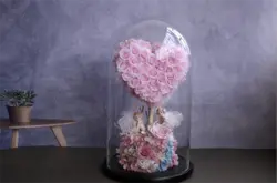 تراریوم گل رز جاودان چند رنگ مدل قلبی