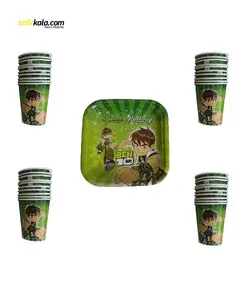 بشقاب و لیوان یکبار مصرف طرح بن تن مجموعه 40 عددی