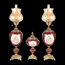 چراغ لاله آریا زرشکی (جفت) به همراه جام