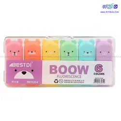 ماژیک هایلایتر فانتزی 6 رنگ طرح خرسی Boow | آرتی کالا