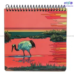 دفترچه یادداشت سیمی برگه نخودی طرح غروب دریاچه FATIMA | آرتی کالا