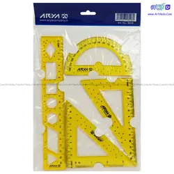 ست خط کش گونیا نقاله آریا مدل 8038 | آرتی کالا