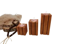 جا شمعی چوبی ست 3 تایی - مامبو وود