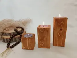 جا شمعی چوبی ست 3 تایی - مامبو وود