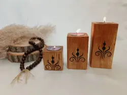 جا شمعی چوبی ست 3 تایی - مامبو وود