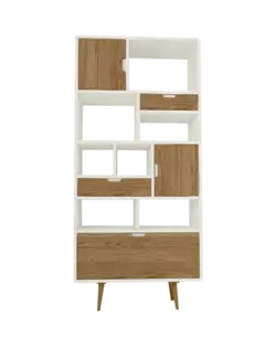 کتابخانه ام دی اف سفید قهوه ای مدل L.002