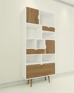کتابخانه ام دی اف سفید قهوه ای مدل L.002