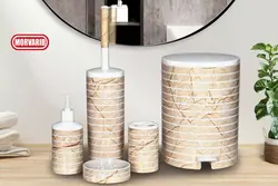 ست ٥ پارچه ويولت ماربل وانیلی تمام سفید - پرشین مروارید